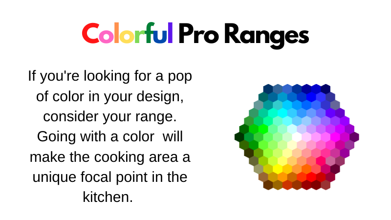 Infographic explaining how a pro range is a good place to start with choosing colorful appliances