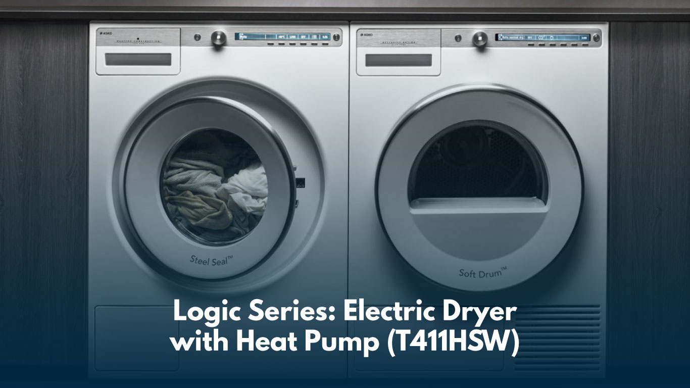 Image of Asko's Logic Series: Electric Dryer with Heat Pump (T411HSW) in a luxury home.