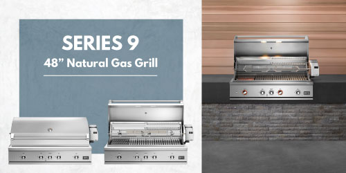 Credit: DCS & FUSE Specialty Appliances Image of DCS Series 9 48-inch Natural Gas Grill BE1-48RC-L on a luxury patio.