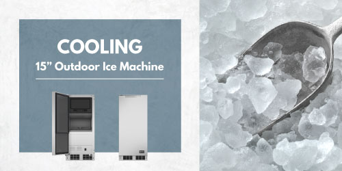 Credit: DCS & FUSE Specialty Appliances Image of DCS 15-inch Outdoor Ice Machine RF15IL1.