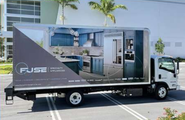 Front view of a Fuse delivery truck