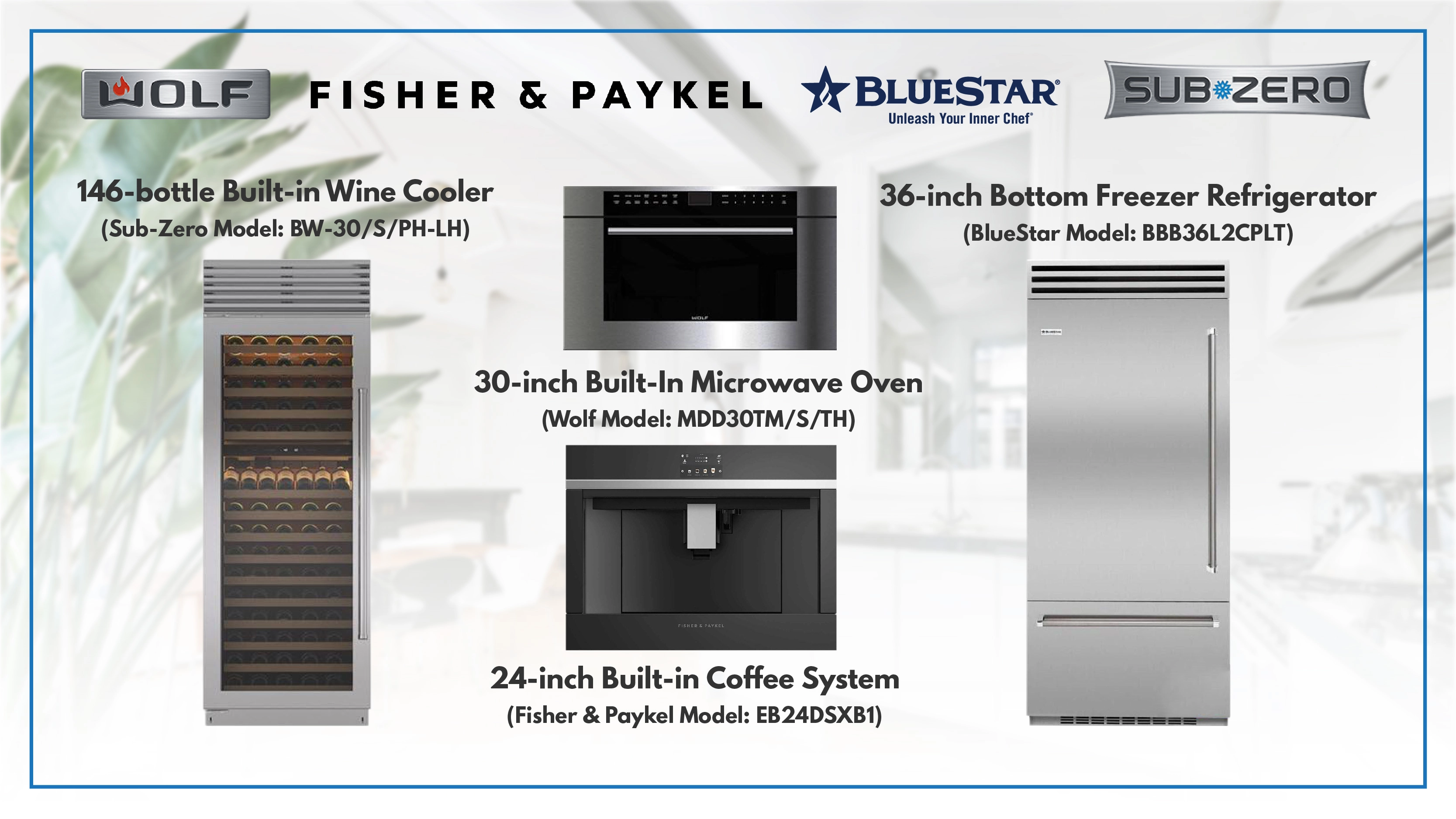 Image of products from multiple luxury appliance companies.