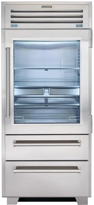 Front view of the Sub-Zero PRO3650G/RH bottom freezer refrigerator 