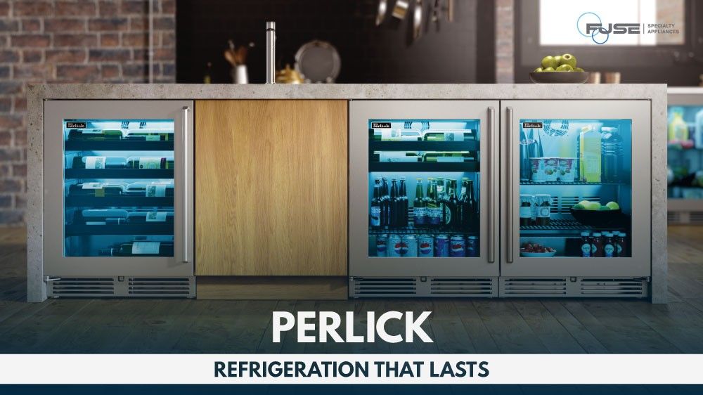 Perlick under counter refrigerator in an industrial style kitchen