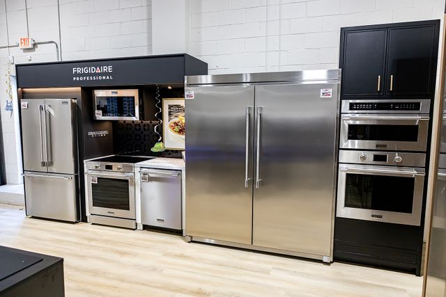 Credit: Ken Black Productions Front view of a display of Frigidaire Professional appliances inside the new Gerhard's KOP showroom