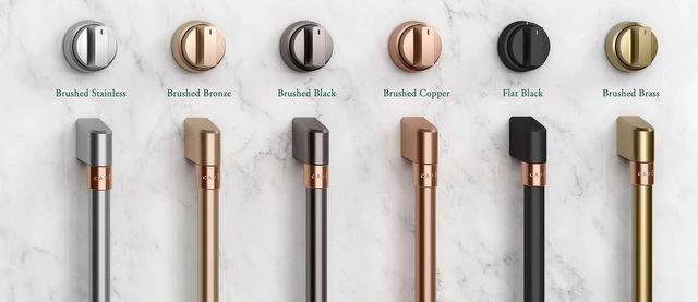 front view of the various cafe handle finishes