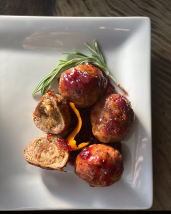 Turkey Stuffing Stuffed Meatballs Cooked in Wolf Oven