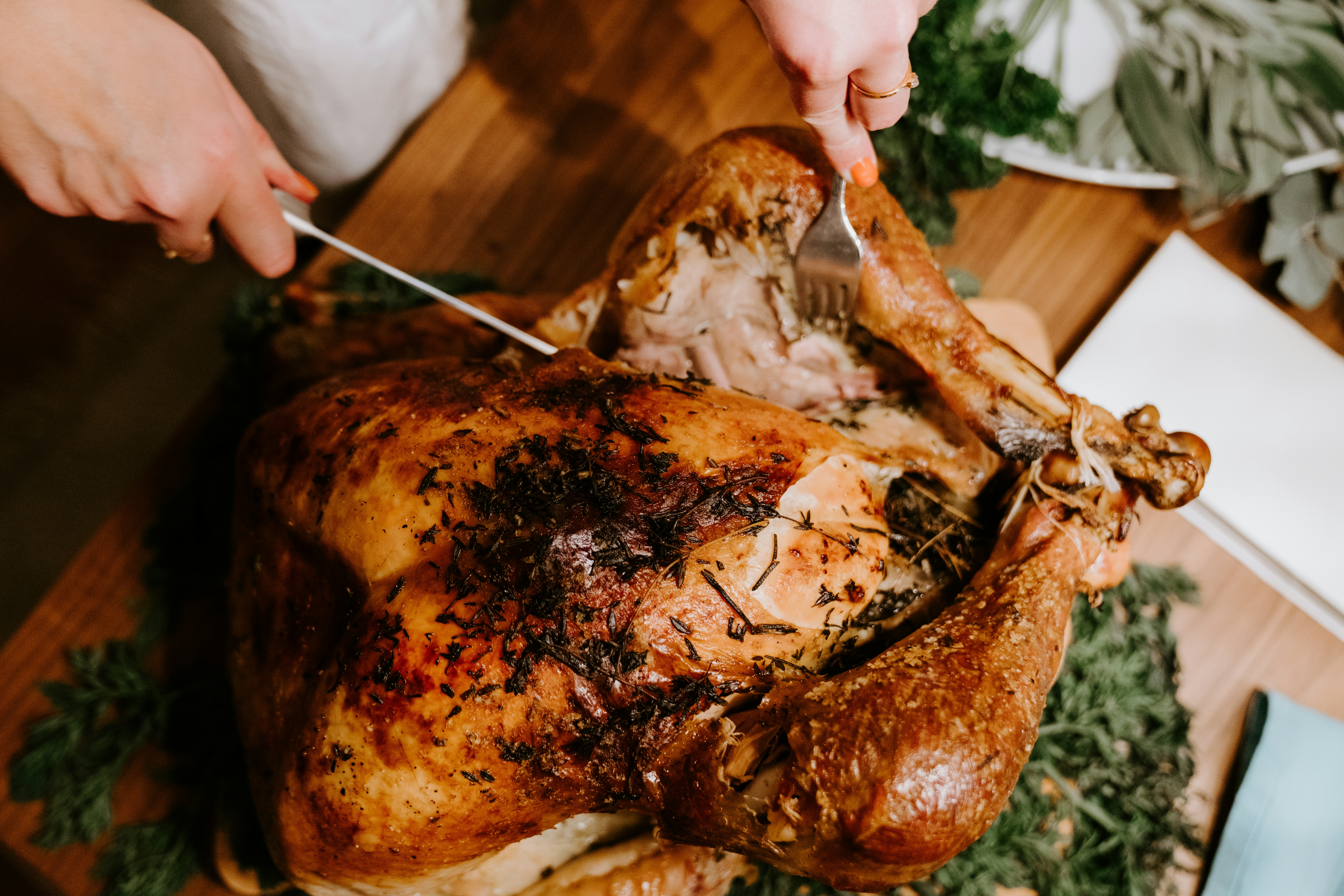 Thanksgiving turkey prepared with herb butter