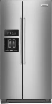 Front view of the KitchenAid KRSC703HPS refrigerator 