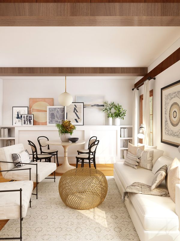 White couches in a coastal-style living room