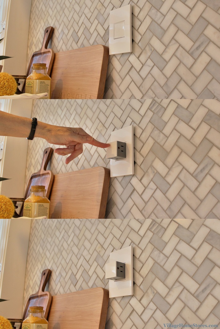 image showing stages of square pop out outlet in use