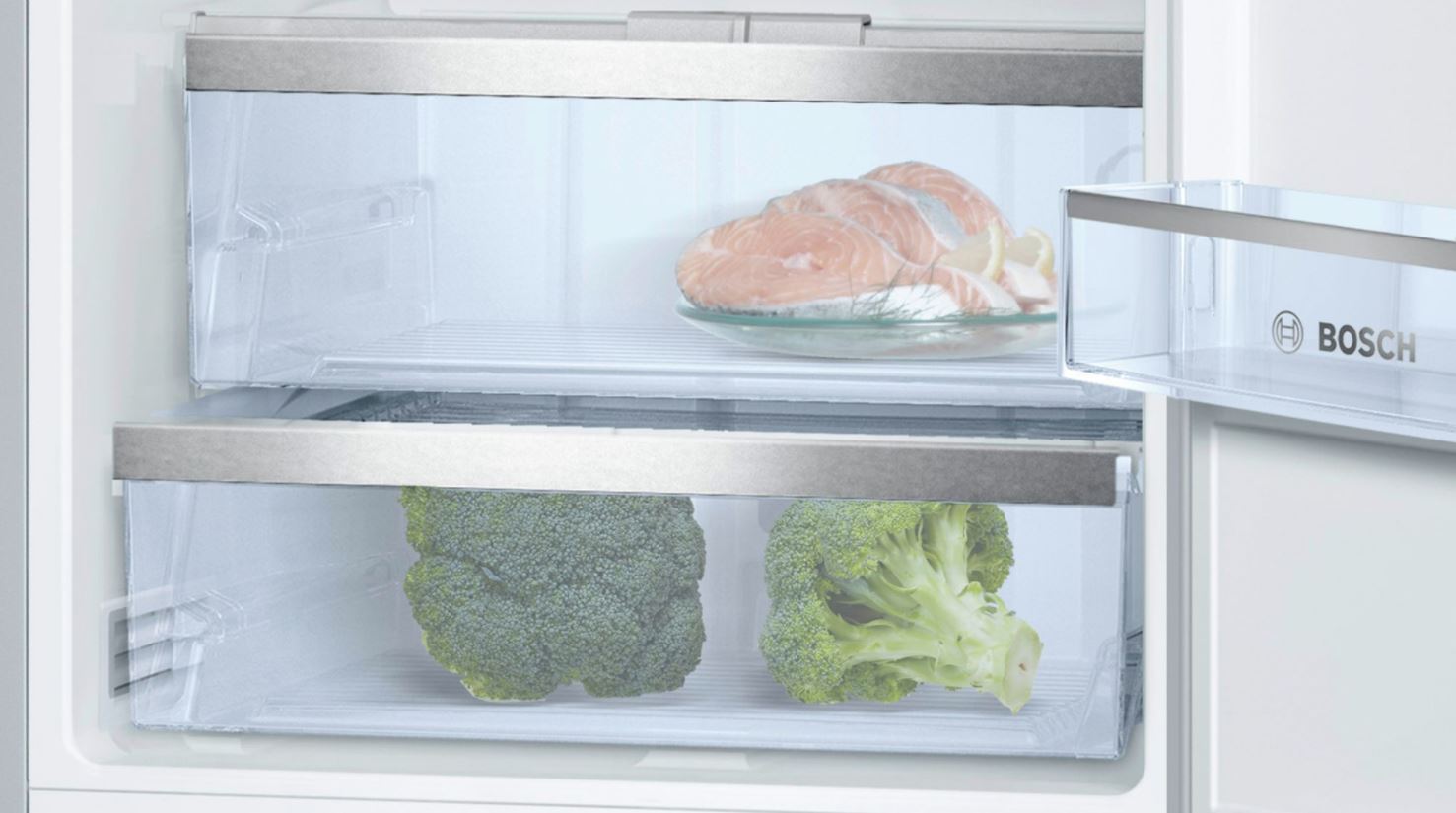 close-up of refrigerator drawers