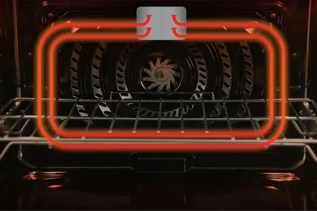 Close view of inside a Frigidaire Professional oven convection system