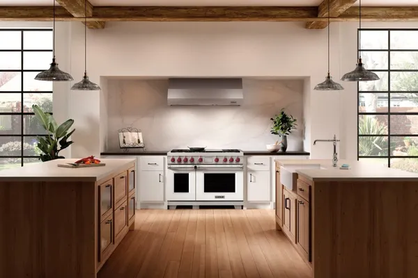 A white Wolf range in a luxury kitchen