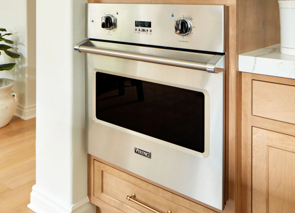 A close-up of a Viking wall oven