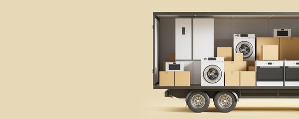 A graphic of a truck full of appliances
