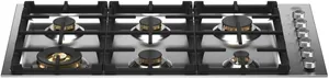 Overhead view of the Bertazzoni PROF366QBXT 36” gas cooktop