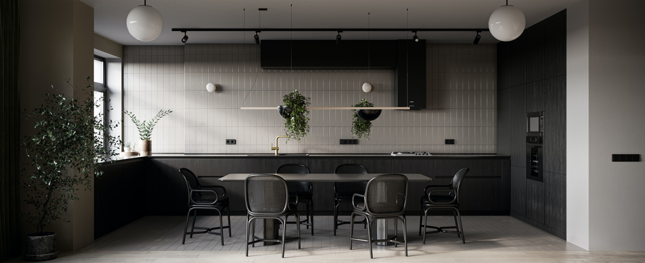 Black Layout Style Kitchen