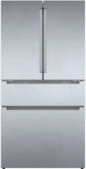 Front view of the Bosch 800 Series B36CL80ENS French door refrigerator