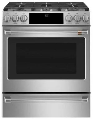 Credit: Cafe Front view of the Cafe C2S900P2MS1 dual fuel range