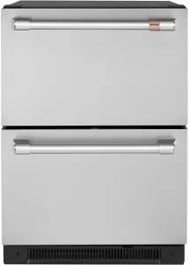 Front view of the Cafe CDE06RP2NS1 refrigerator drawers