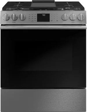 Credit: Cafe Front view of the Cafe CGS700M2NS5 gas range