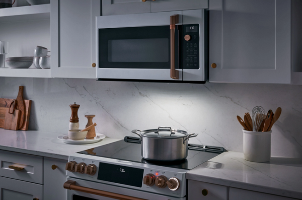 Credit: Cafe The Cafe CGS700M2NS5 range and matching microwave in a kitchen