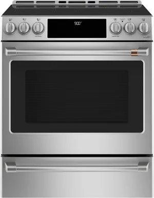 Credit: Cafe Front view of the Cafe CHS900P2MS1 induction range