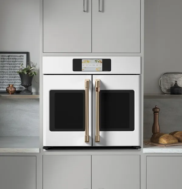 A Cafe matte white French door oven