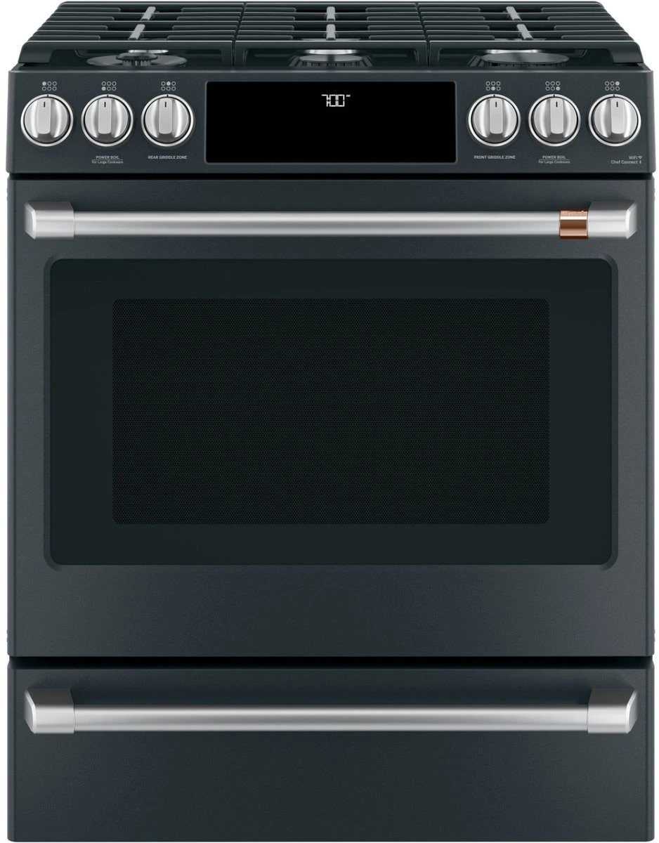 Café Matte Black Slide In Gas Range