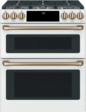 Café Matte White Slide In Double Oven Gas Range