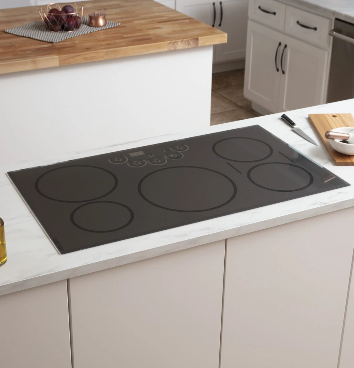 A Cafe induction cooktop installed into a countertop
