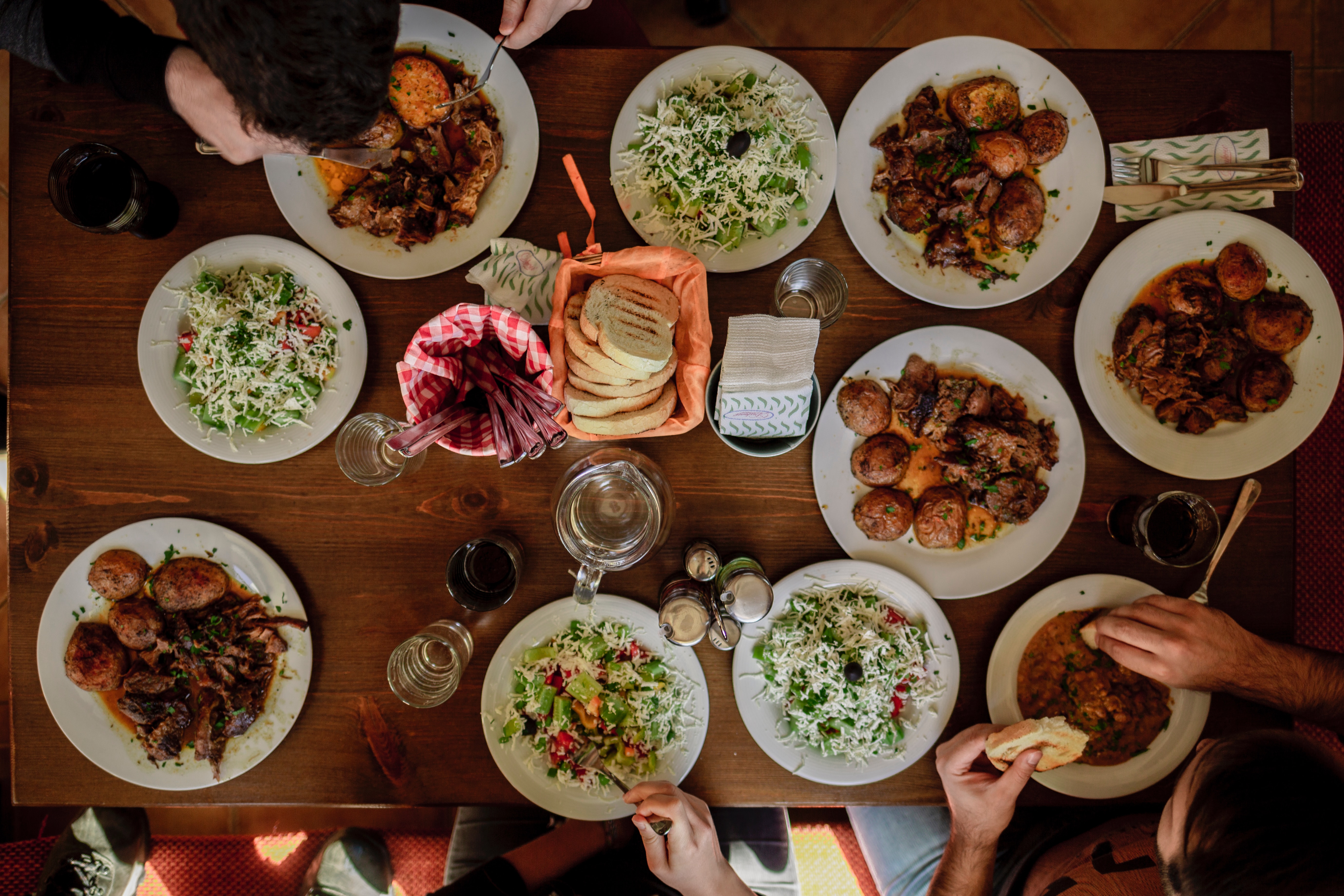 Dinner Table with Prepared Food