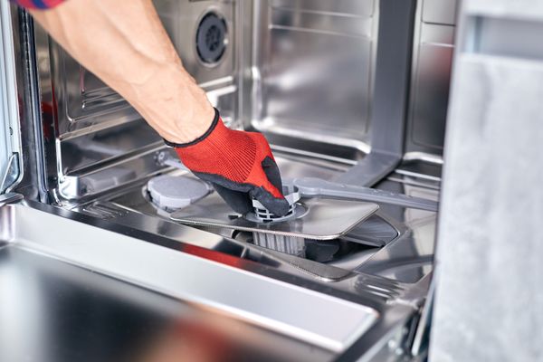 A stainless steel dishwasher filter