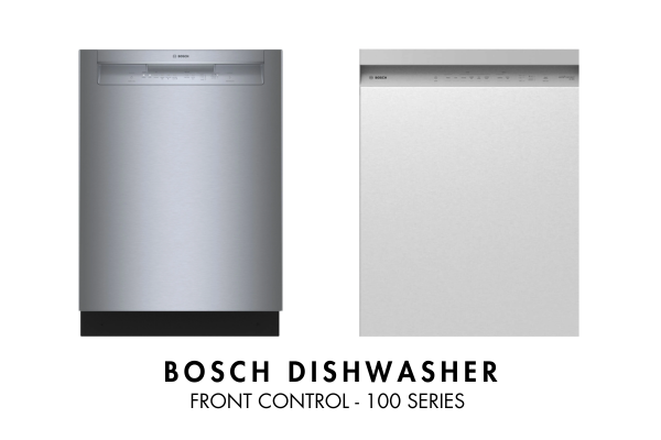A comparative graphic showing the design changes on the Bosch 100 Series Dishwasher 