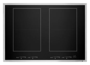 black induction cooktop with two cook zones