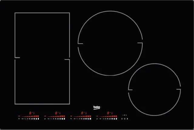 black cooktop with rectangular and circular burners