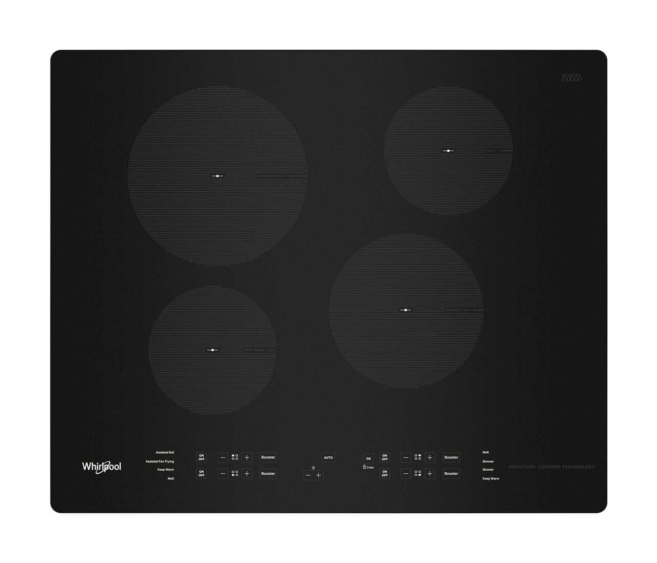 square black cooktop and bottom control panel