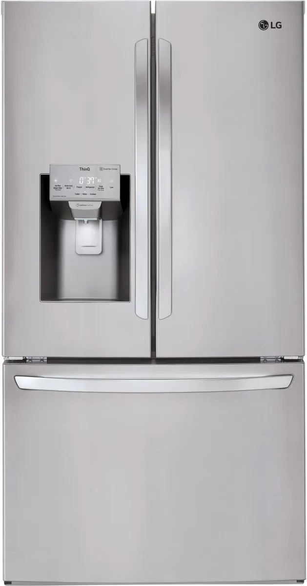 stainless steel refrigerator with large bottom freezer
