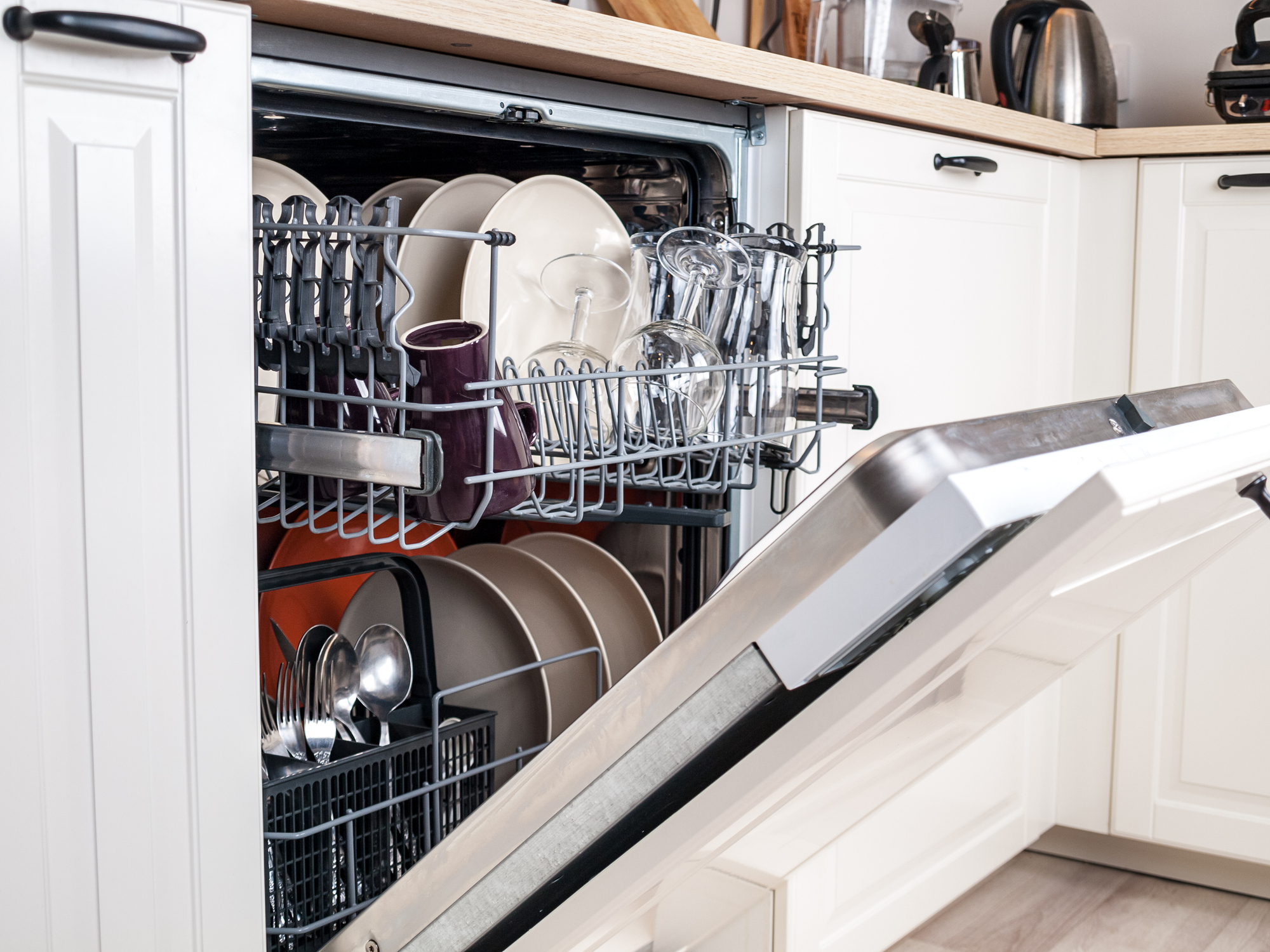 closeup of GE Profile dishwasher