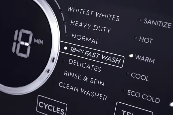 A close-up of the controls on the Electrolux ELFW7437AW washer 