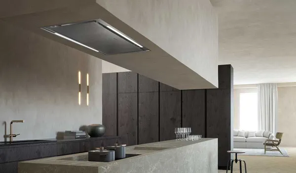 The Faber Stratus STRTIS48SSV range hood featured in a luxury kitchen 