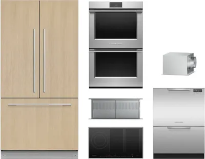 Front view of the Fisher & Paykel FI_KIT_OB30DPPTX1_RS36A72J1 N_CI365PTX4_DD24DCTX9 N_HD36_HBD600I appliance package