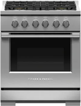 Front view of the Fisher & Paykel RGV3-304-L range