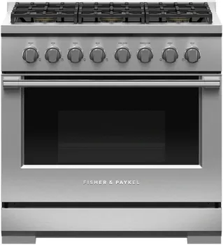 Front view of the Fisher & Paykel RGV3-366-L range 