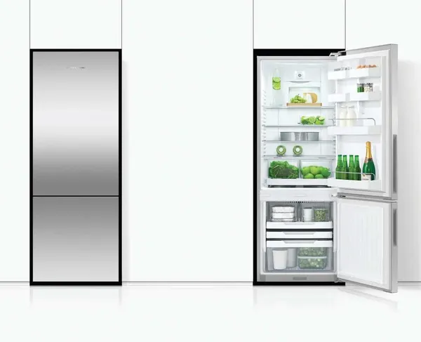 Two Fisher & Paykel Series 5 refrigerators installed in a custom kitchen wall 