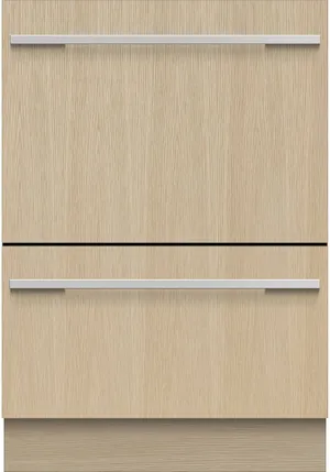 Front view of the Fisher & Paykel Series 9 DD24DTI9 N double drawer dishwasher