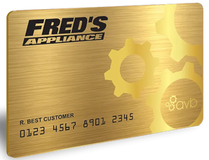A graphic of a gold Fred’s Appliance credit card 