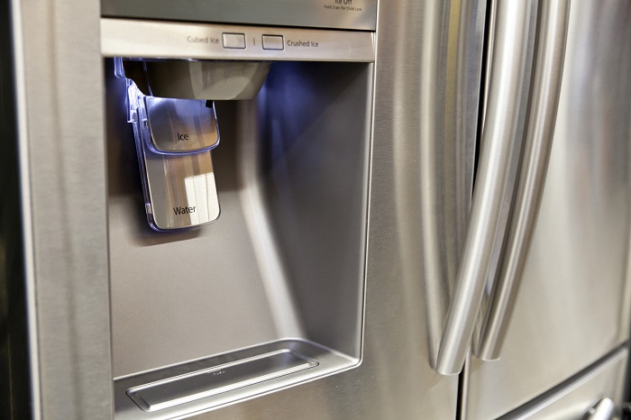 Exterior refrigerator ice and water dispenser.