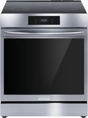 Front view of the Frigidaire Gallery GCFI3060BF slide-in induction range 